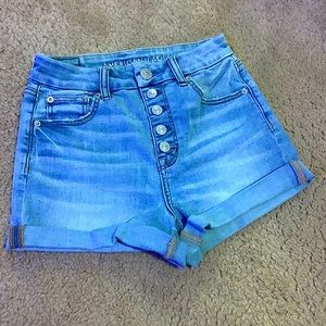 American Eagle curvy high rise jean shorts.